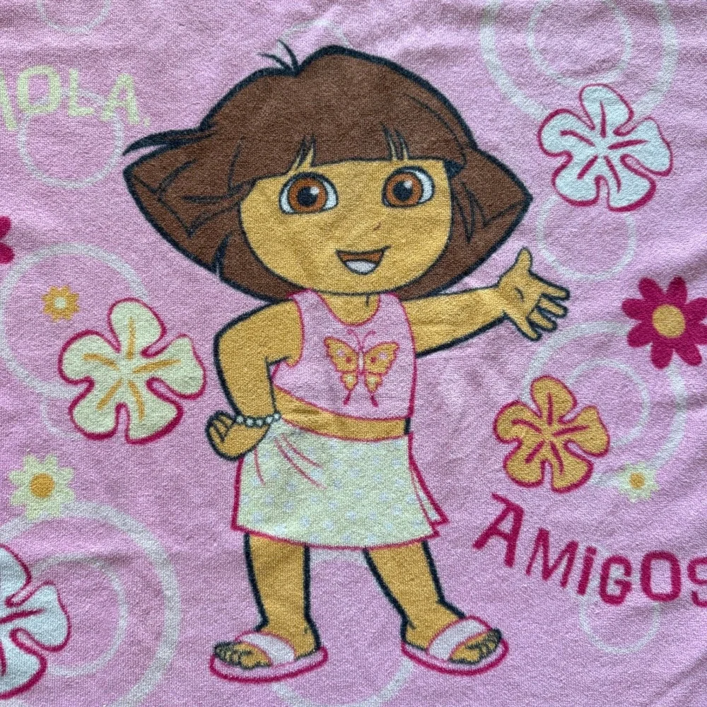 Vintage Dora The Explorer Beach Towel Pink Boots Hola Amigos Y2K Kidcore 42x23